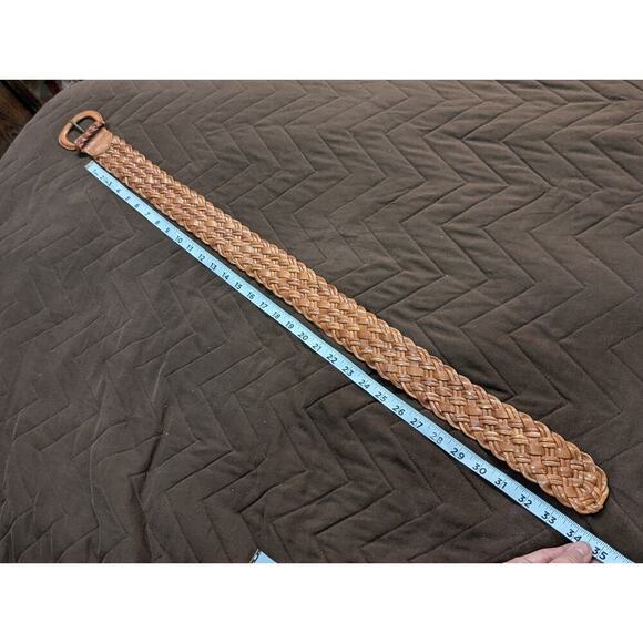 Tan leather braided belt, Charter Club M (32\